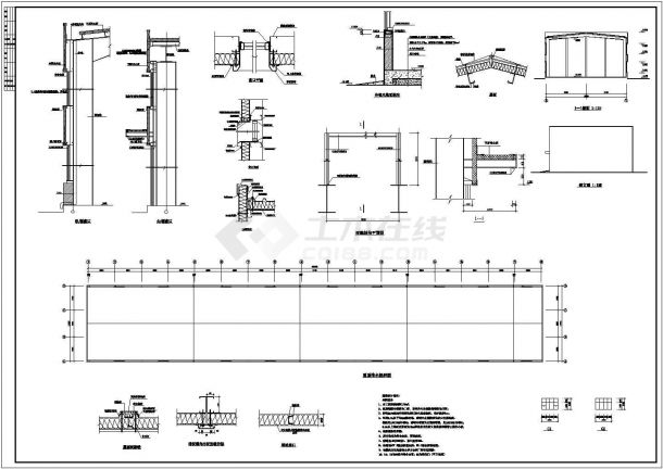 某印刷厂车间库房CAD框架结构设计大样构造图-图二