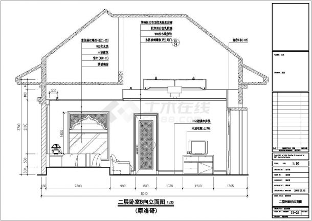 某地区摩洛哥风格住宅小区别墅建筑设计施工CAD图纸-图二