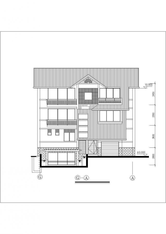 某地区城中心标准别墅住宅建筑设计CAD图纸_图1
