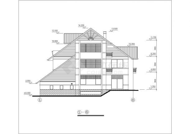 某地区城中心标准别墅住宅建筑设计CAD图纸-图二
