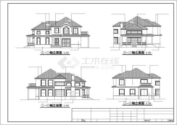 某地区老城区私人多层别墅建筑设计CAD图纸-图二