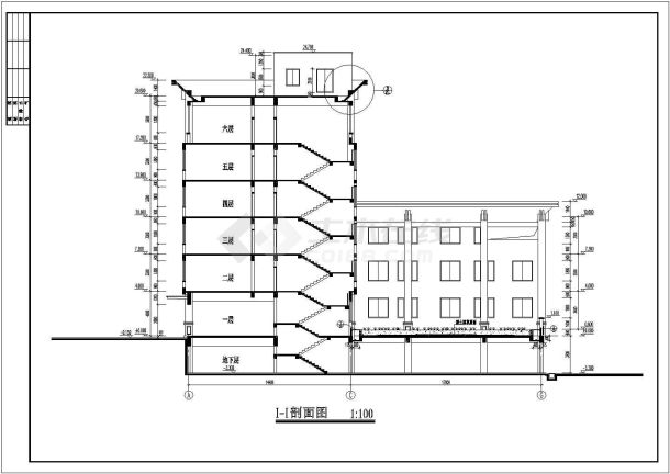 宿迁6层派出所办公楼详细建筑施工图-图一