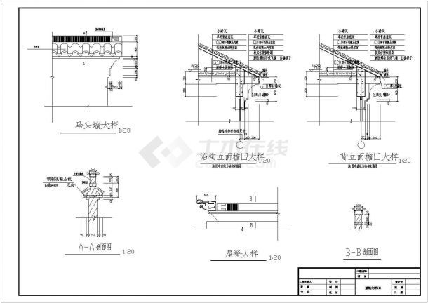 北京市某地区装修仿古代别墅建筑cad图纸-图二