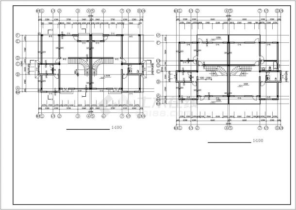 荆州市砖长顺花园小区3层砖混结构别墅楼建筑设计CAD图纸（2套方案）-图一