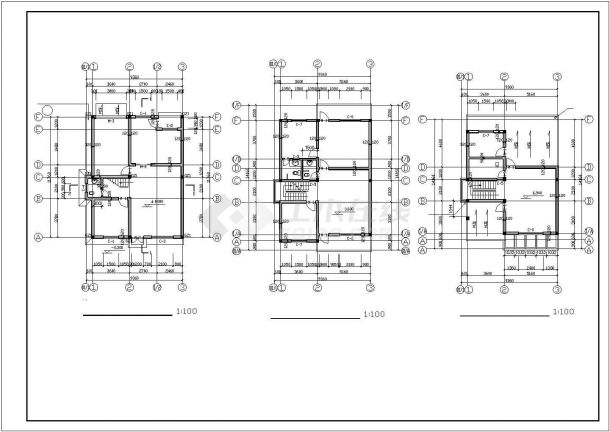 荆州市砖长顺花园小区3层砖混结构别墅楼建筑设计CAD图纸（2套方案）-图二