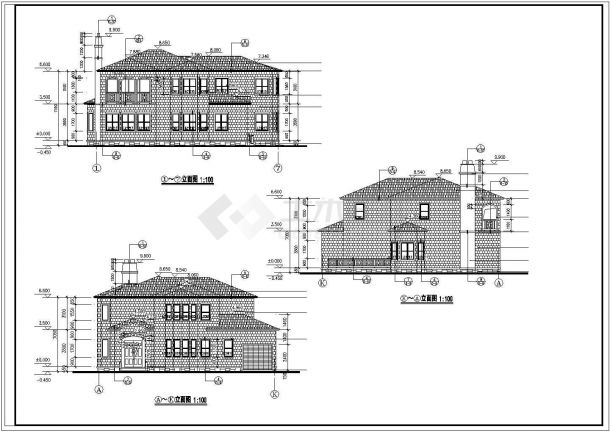 汉中市前锋村某407平米2层砖混结构独栋私人别墅全套建筑设计CAD图纸-图二