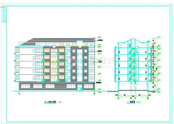 某市区高层宿舍基础建筑设计施工CAD套图-图二