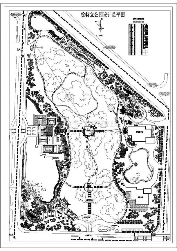 某湖南特立公园规划CAD设计总平面图-图一
