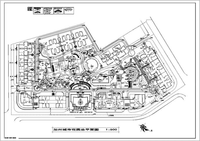 某加洲花园小区CAD设计建筑大样规划图_图1
