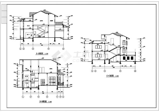 某经济开发区多层别墅建筑完整设计CAD图纸-图一