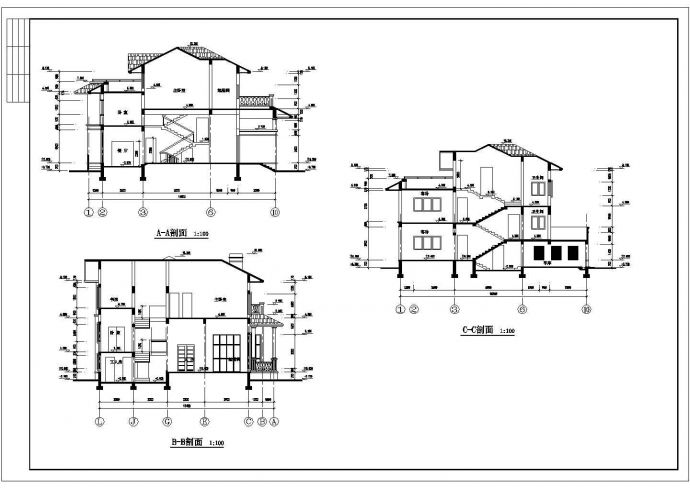 某经济开发区多层别墅建筑完整设计CAD图纸_图1