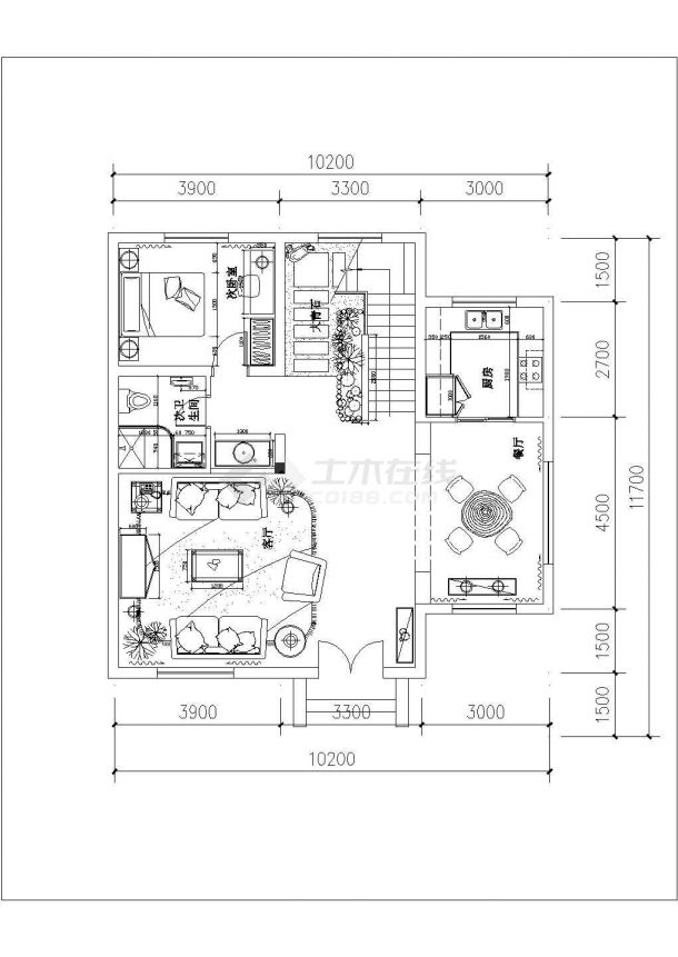 某经济开发区居民小区欧式别墅建筑设计CAD图纸-图二