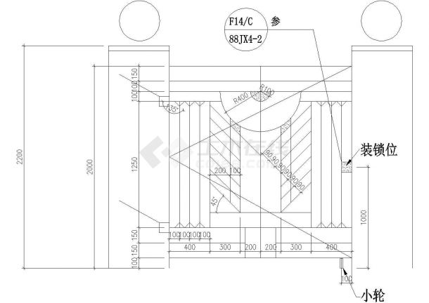 别墅小院大门平面设计CAD参考图-图一