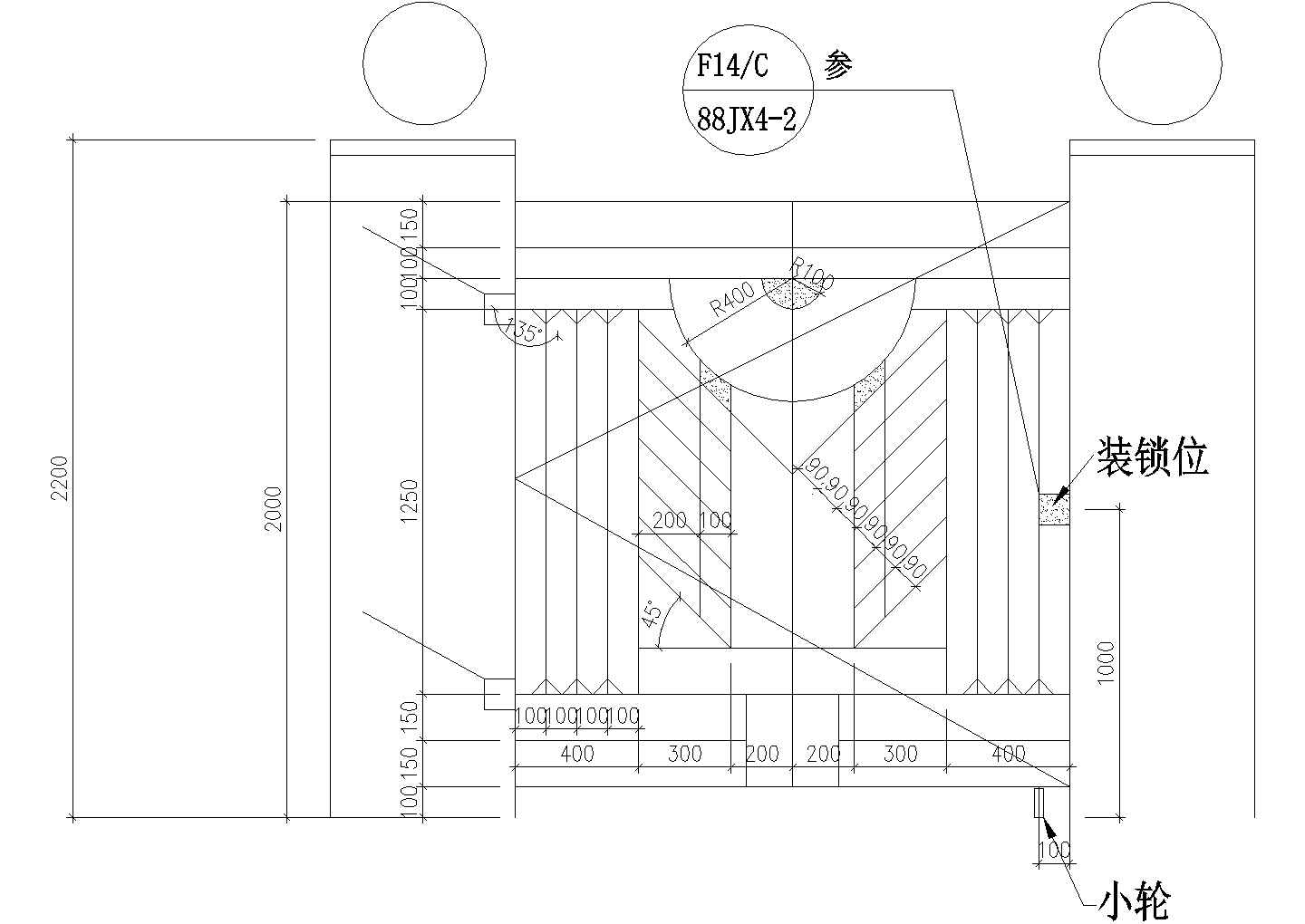 别墅小院大门平面设计CAD参考图