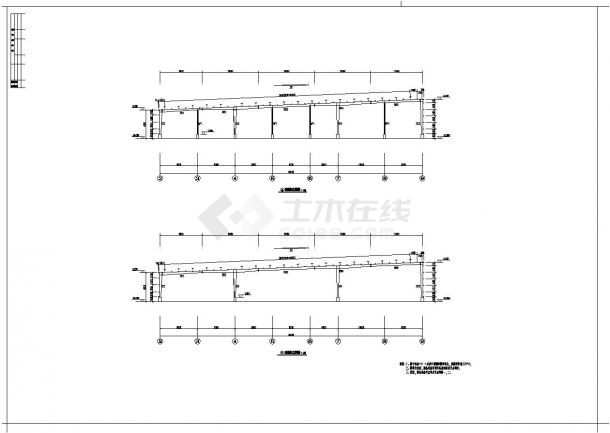 对跨钢结构门刚厂房结构CAD施工图-图二