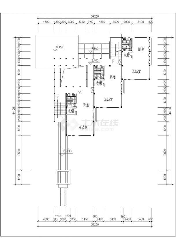 某3层小型幼儿园建筑设计cad施工图-图二