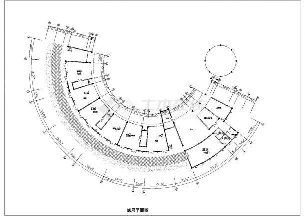 某3644平米弧型幼儿园建筑方案设计cad施工图-图二