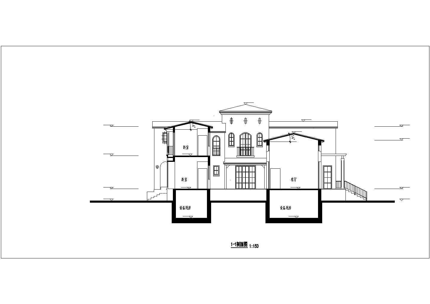 某城市独立别墅建筑完整设计施工CAD图纸