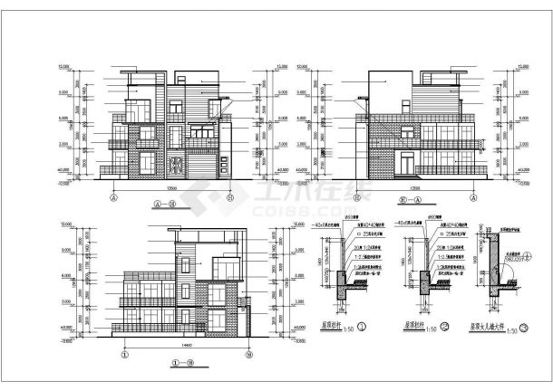 某市郊独体小型别墅完整设计施工CAD图纸-图一
