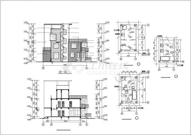 某市郊独体小型别墅完整设计施工CAD图纸-图二