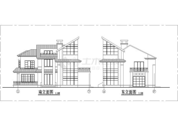 嘉兴市南坪村某2层砖混结构单体别墅建筑设计CAD图纸-图一