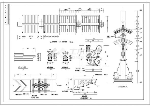 某小型牌坊施工CAD全套结构设计详图-图一