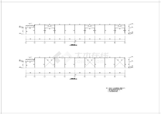对跨钢结构门刚厂房结构施工图-图二