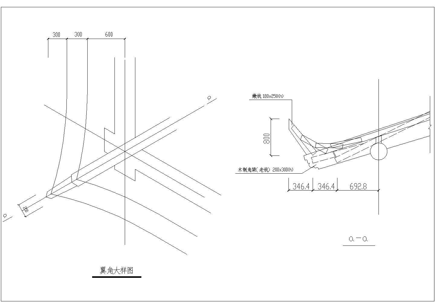 某木结构六角连亭设计cad施工图