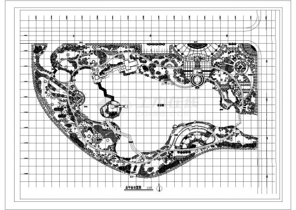 某公园总平面CAD设计大样规划布置图-图一