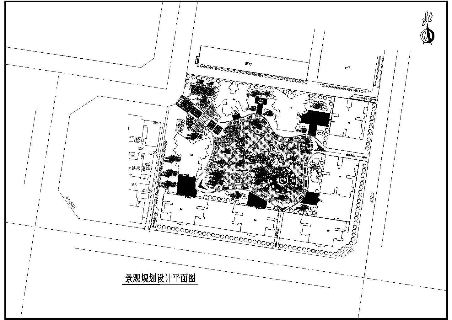 某白云别苑小区景观规划CAD设计总平面图