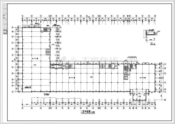 某有限公司生产大楼CAD详细框架结构设计施工图-图二
