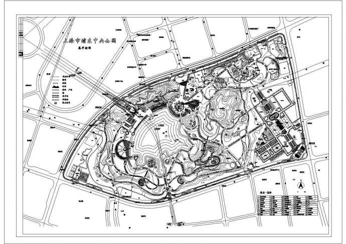 某中央公园规划CAD设计详细大样总平面图_图1