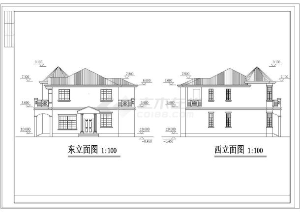 某地区小型别墅建筑cad施工图带效果图-图一