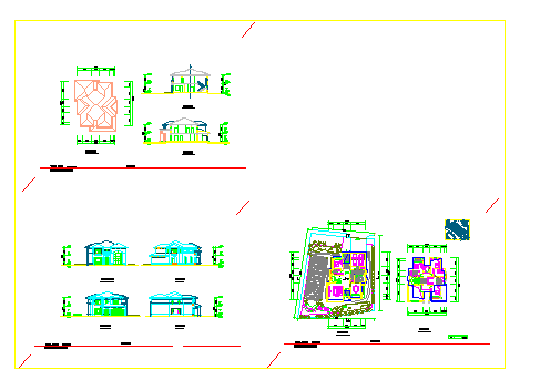 某三层别墅建施三种方案设计CAD图附效果图-图一
