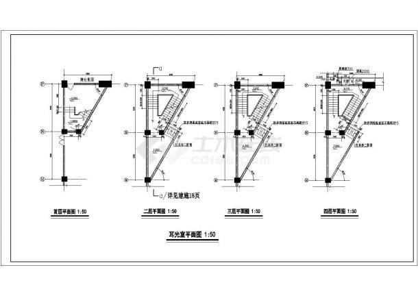 新疆某框架结构地下一层地上两层大学礼堂建筑设计CAD图（含总平面图、门窗统计表）-图一