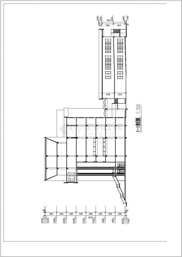 某城市大学校内矩形图书馆建筑工程设计CAD图（含平立剖、建筑设计说明）-图二