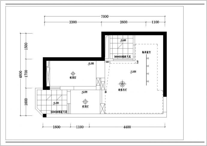 某市区一室一厅小户型室内装修设计cad平面施工图_图1