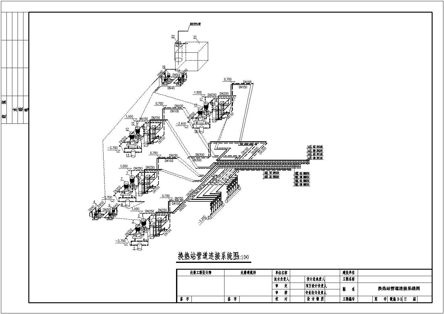 黑龙江某小区改造的供热换热站工程图