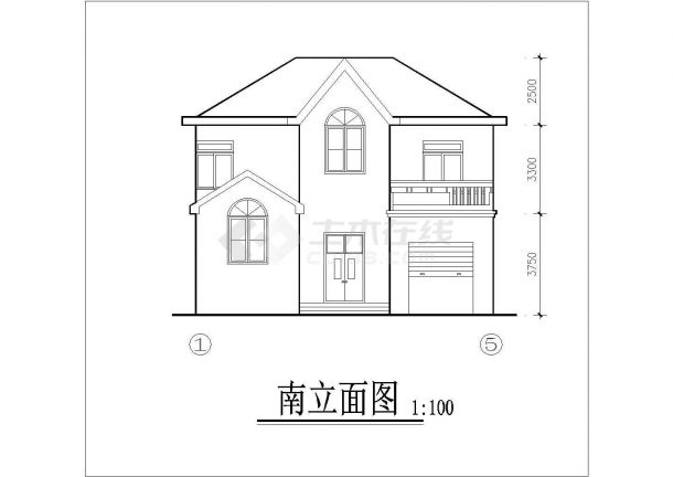 湖州市某村镇180平米2层砖混结构单体别墅平立面设计CAD图纸-图一