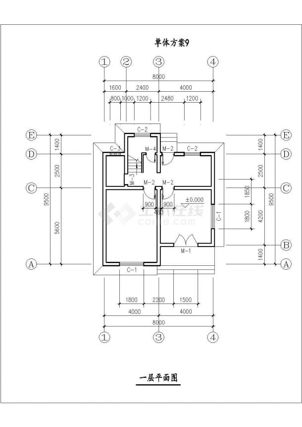 太原市南富新村某145平米双层框混结构单体别墅平立面设计CAD图纸-图二