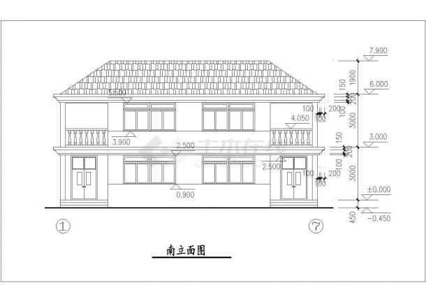 西宁市莫家街某村镇140平米2层砖混结构单体别墅建筑设计CAD图纸-图一