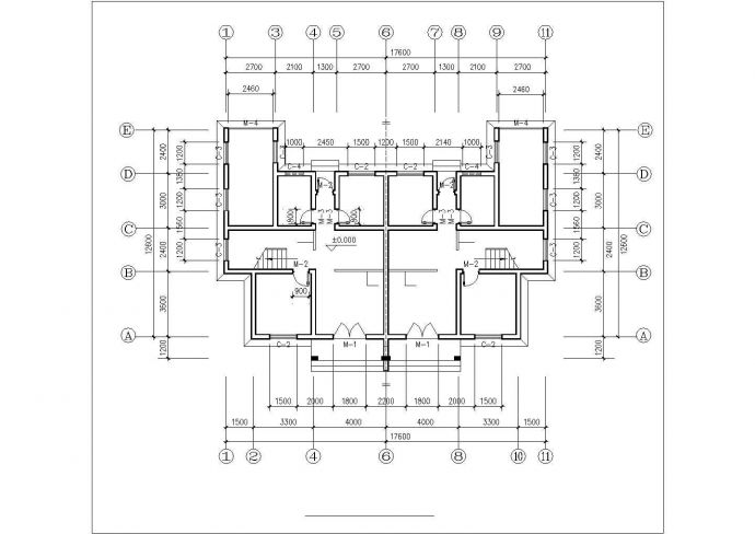 大庆市旺庄新村某156平米2层框混结构单体别墅平立面设计CAD图纸_图1