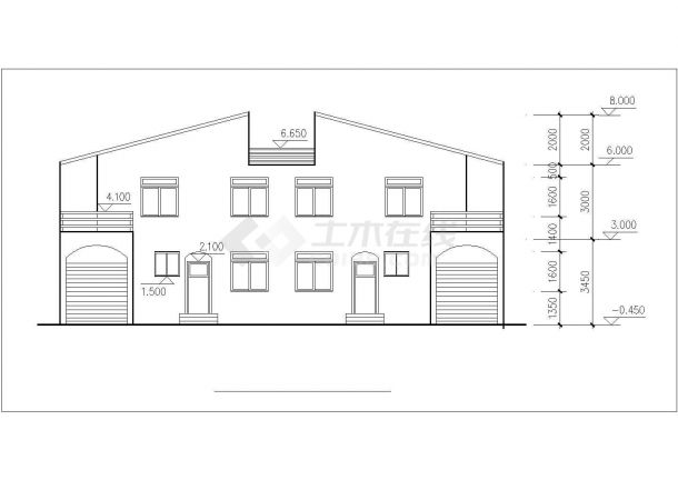 大庆市旺庄新村某156平米2层框混结构单体别墅平立面设计CAD图纸-图二