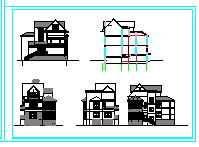 某三层别墅建筑设计施工cad图纸带效果图-图一