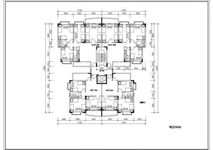 某地区住宅小户型平面设计施工cad图纸_图1