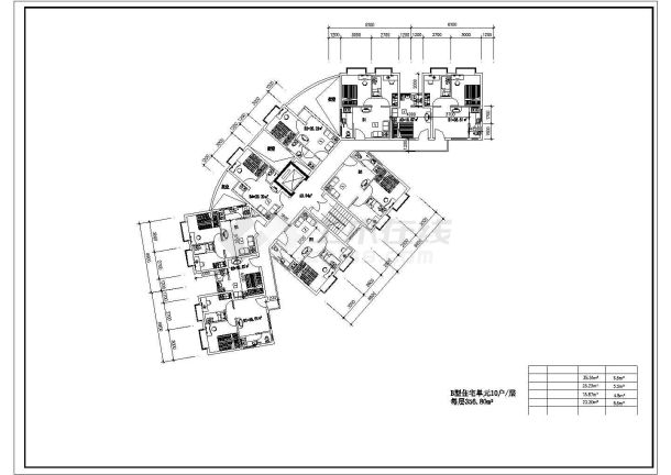 某地区住宅小户型平面设计施工cad图纸-图二