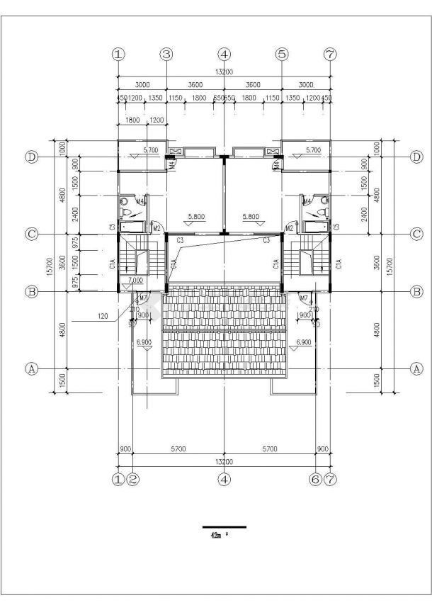 合肥市蓝秀湾小区200平米3层框混结构单体别墅设计CAD图纸-图二
