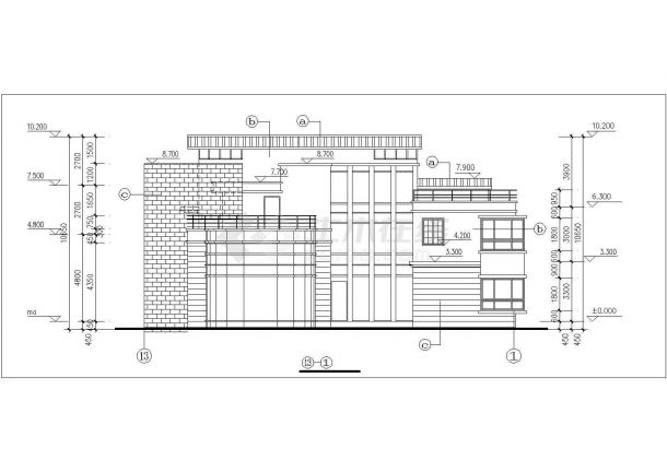 成都市某现代村镇430平米三层框混结构独栋别墅全套建筑设计CAD图纸-图一