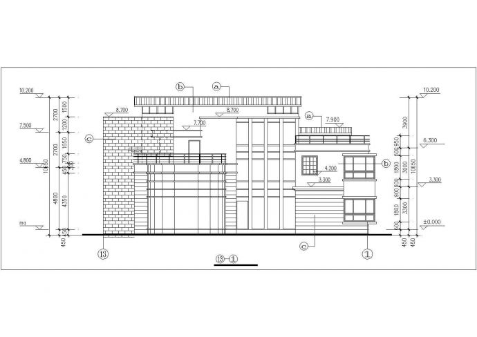成都市某现代村镇430平米三层框混结构独栋别墅全套建筑设计CAD图纸_图1