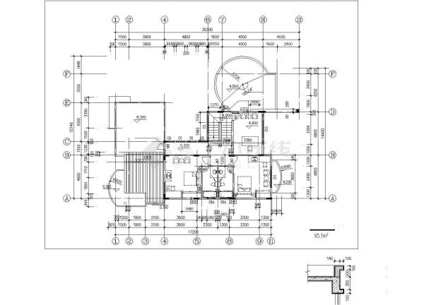 成都市某现代村镇430平米三层框混结构独栋别墅全套建筑设计CAD图纸-图二